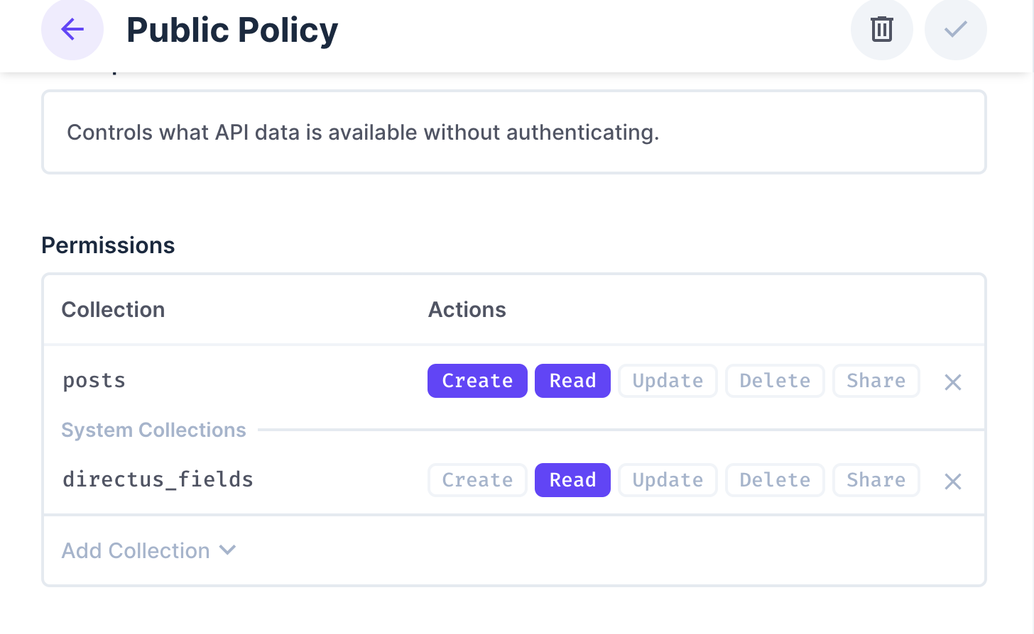 image showing how post collections and directus fields is configured